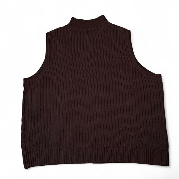 NWT Pendleton Plus Women’s 3X Brown Cable Knit 100% Cotton Zip Vest Sleeveless - Picture 3 of 5